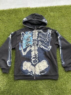 Cactus Jack Fragment Skeleton Zip Hoodie Rare Travis Scott Black Size L